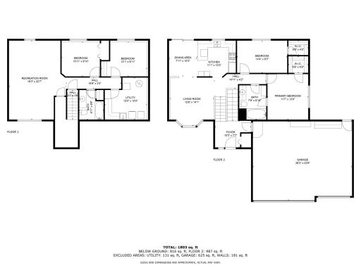Split-entry home with 4 bedrooms, 2 baths, over 1,800 sq ft, and oversized garage. Open main level and finished lower level offer flexible living.