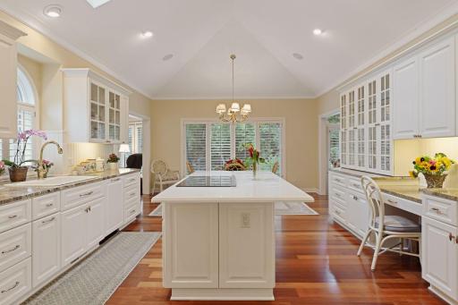 Fabulous kitchen with vaulted ceiling, new corian island, induction stove top, and plenty of storage