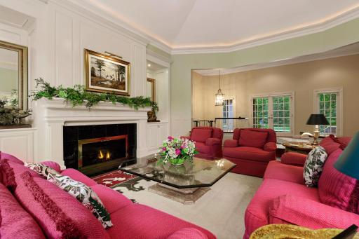 Vaulted ceiling with indirect lighting creates a glow that warms the space in the evening, creating a magical and a dramatic glow