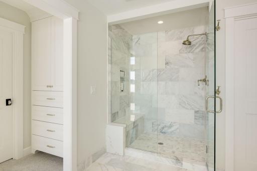Large primary shower - previously built home