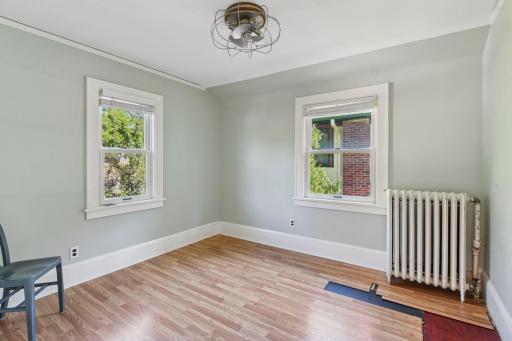 The third bedroom looks out on the back yard.