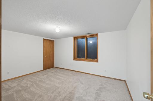 Lower level bedroom, which features a generous walk- in closet