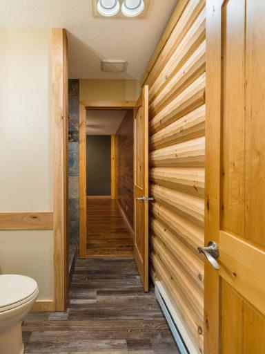 Jack and Jill bathroom 1/2 log finish