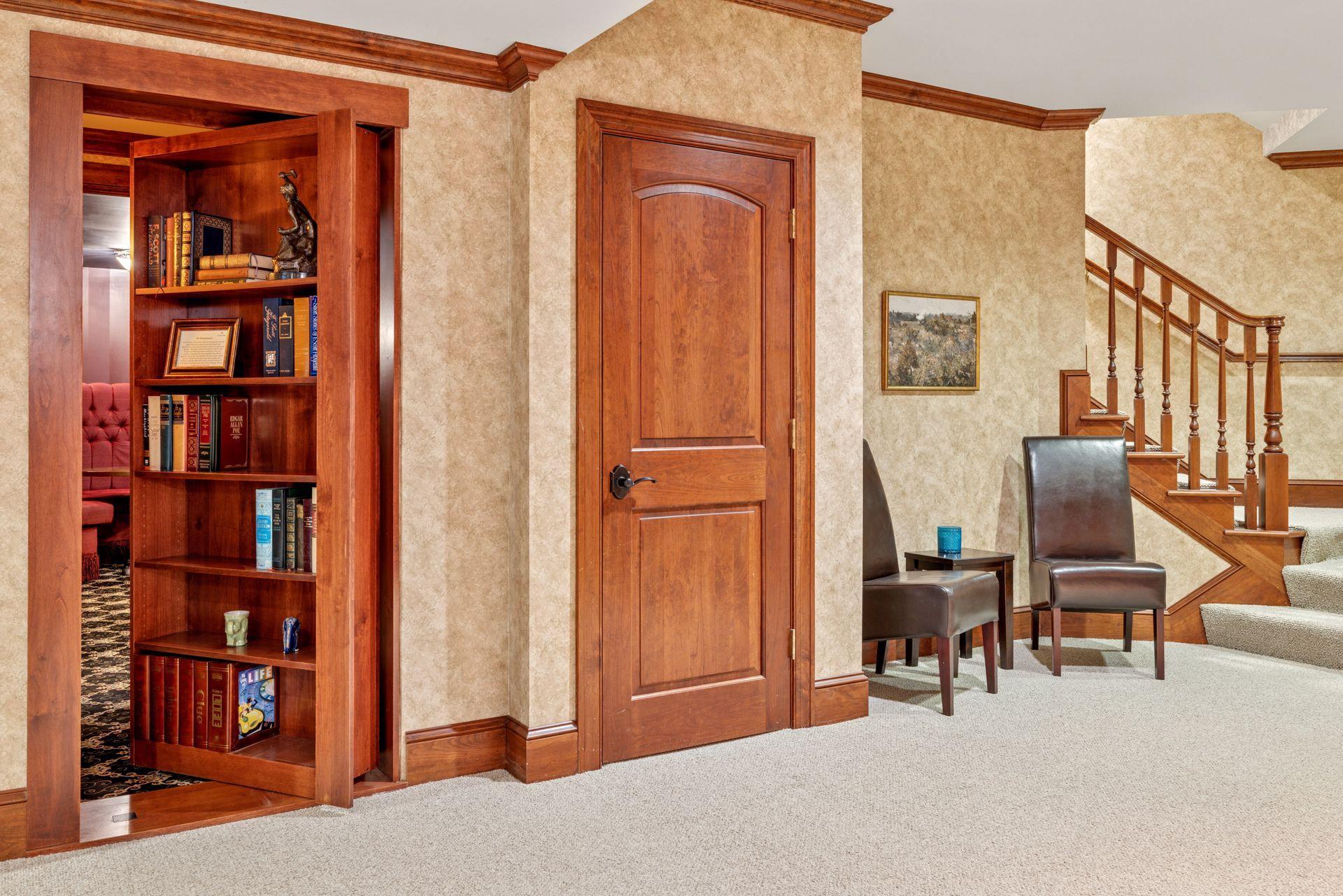 Wait a minute, what's behind the bookcase?
