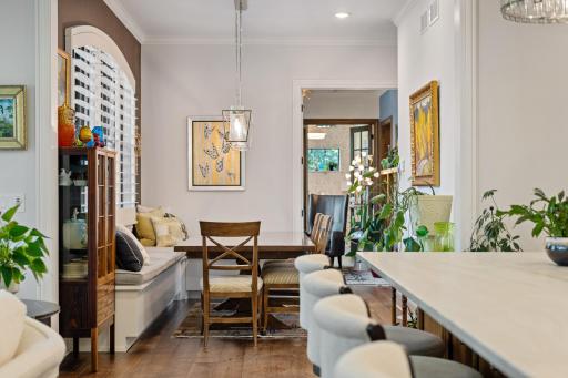 Custom banquette booth dining just off the kitchen