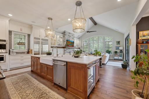 Great flowing layout from kitchen to the living room with vaulted ceilings and a gas fireplace
