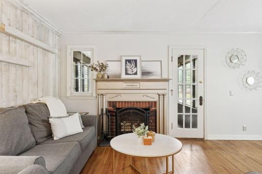 Cozy up to the wood-burning fireplace in the Living Room.