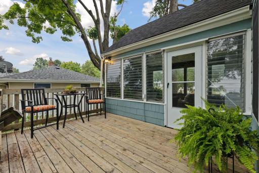 Wood deck is perfect for entertaining and grilling.
