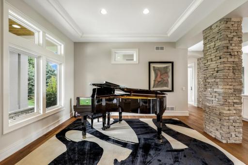 Tray-vaulted music room or sitting room off the foyer
