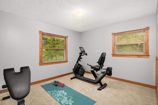 Flexible third bedroom on the upper level currently utilized as a gym