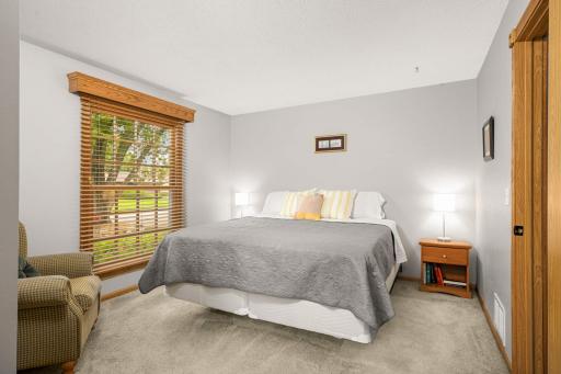 Main-level primary suite with convenient, direct entry to the full bathroom