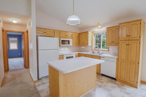 Kitchen Island with overhang provides extra seating and countertop space!