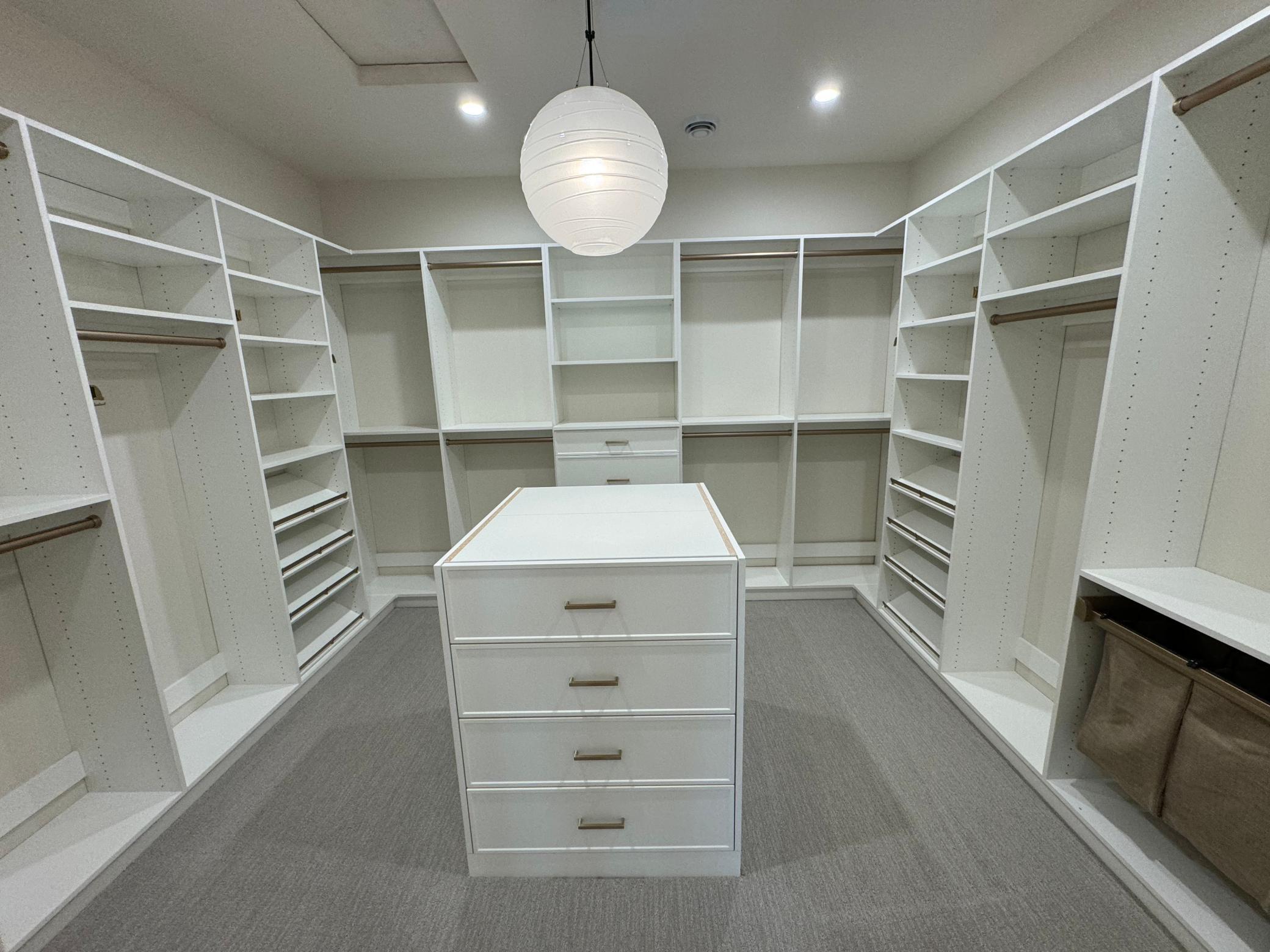 Fully built out closet - quartz counter incoming