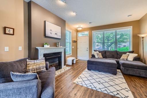 Front Living with gas burning fireplace, plenty of sunshine too!