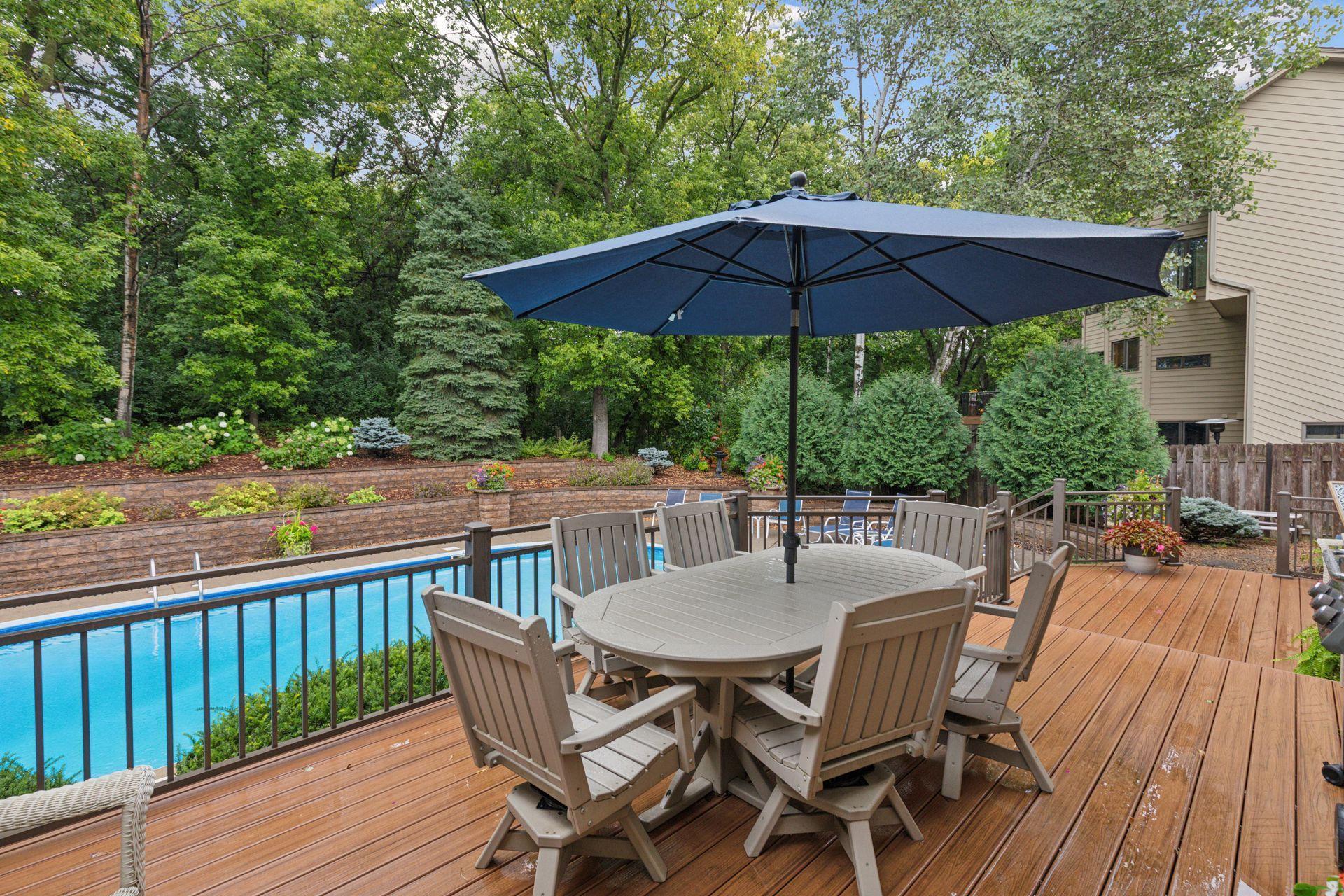 You'll love the color and feel of the composite decking. Plenty of room for furniture, grills, plantings...