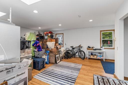 Finish this space (with roughed in bathroom) to create additional living space, home office, art studio, or continue to use it as clean, dry storage. Let your imagination run wild.
