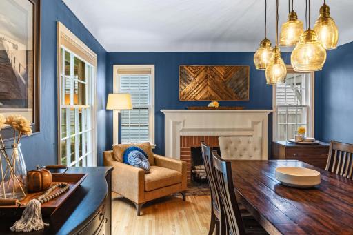 Tastefully decorated with a wood burning fireplace.