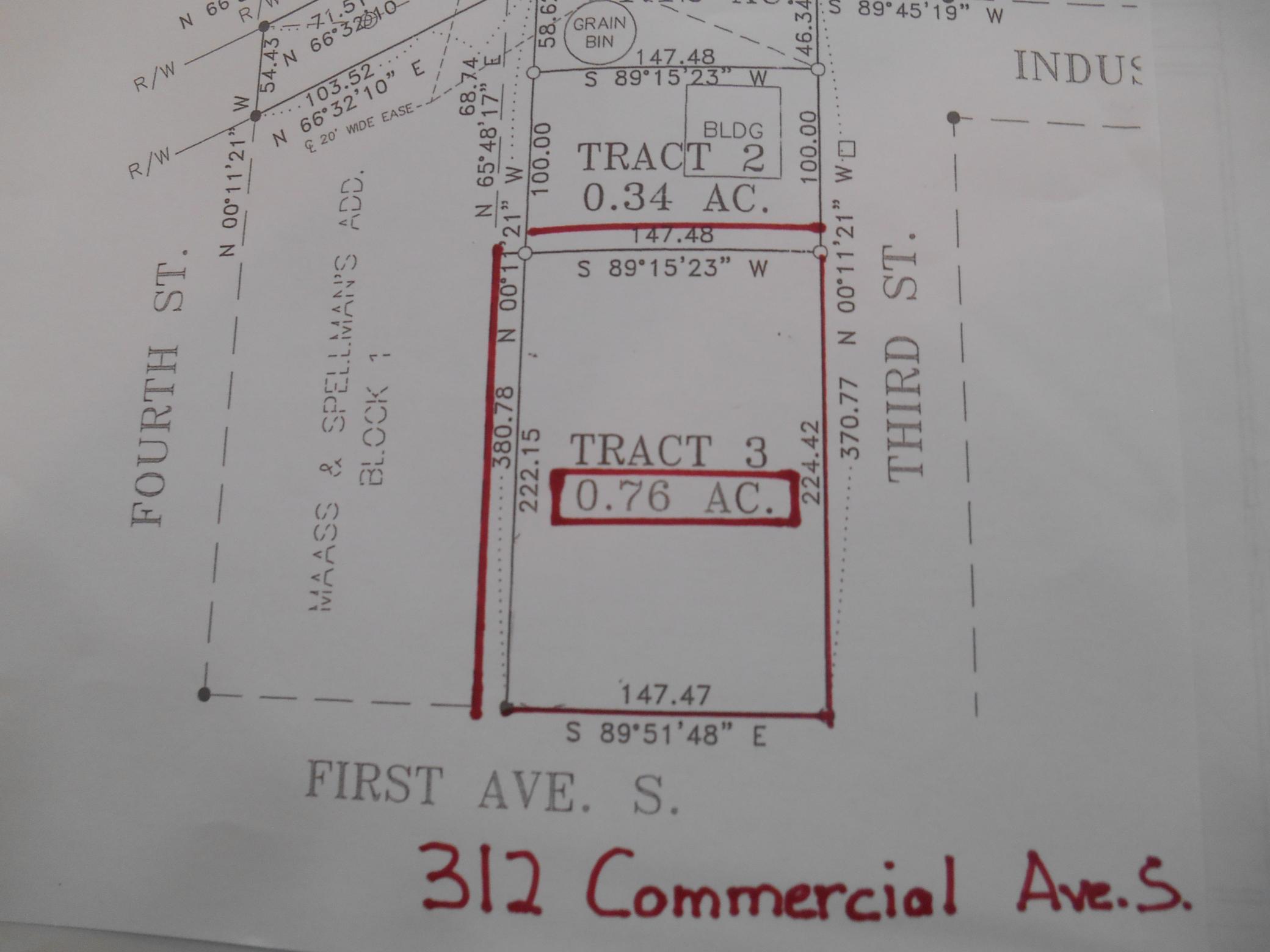Plat drawing for 312 Commercial Ave. S.