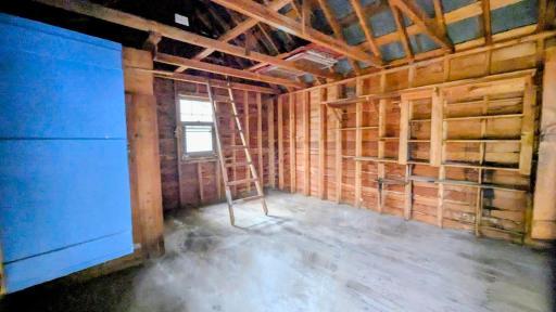 shed interior lots of storage in the loft too
