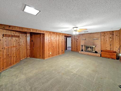 Second fireplace gives the basement a warm, cozy feel.