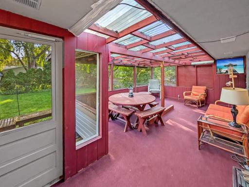 3-Season Porch with view of the back yard.