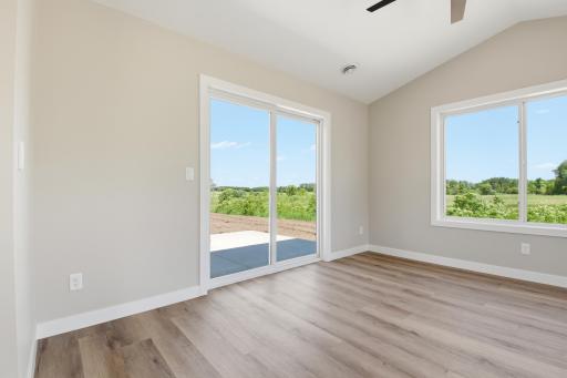 Enjoy the concrete backdoor patio overlooking nature view!