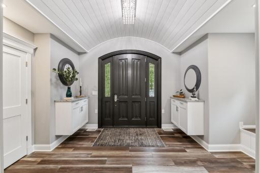 Grand Foyer w/shiplap barrel vault ceiling accent