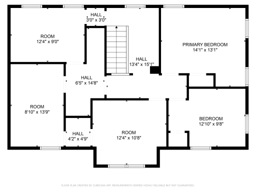 Upstairs floorplan and dimensions