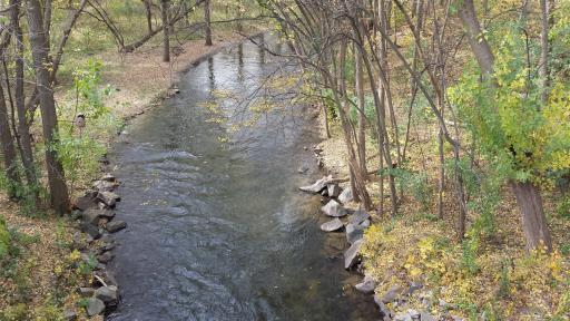 Minnehaha Creek is approximately 4 blocks north, featuring lots of green space and dirt paths along the banks.