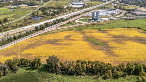 Note railroad spur, and Interstate 94 easterly view of developing Wright County Commercial and Industrial property.