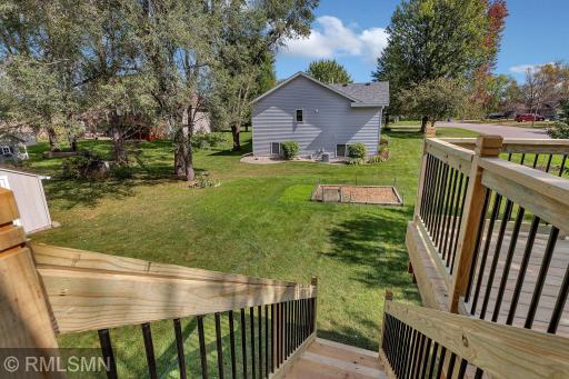 Deck stairs to backyard