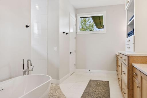 Separate shower and soaker tub