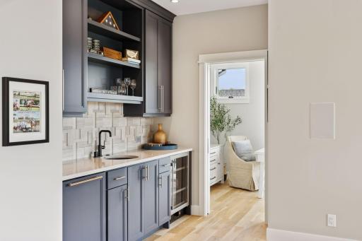Wet bar with adjoining 2nd level office