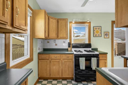 Two kitchen windows bring in abundant light