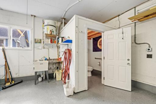 Half bath in garage, convenience for the hobbyist!