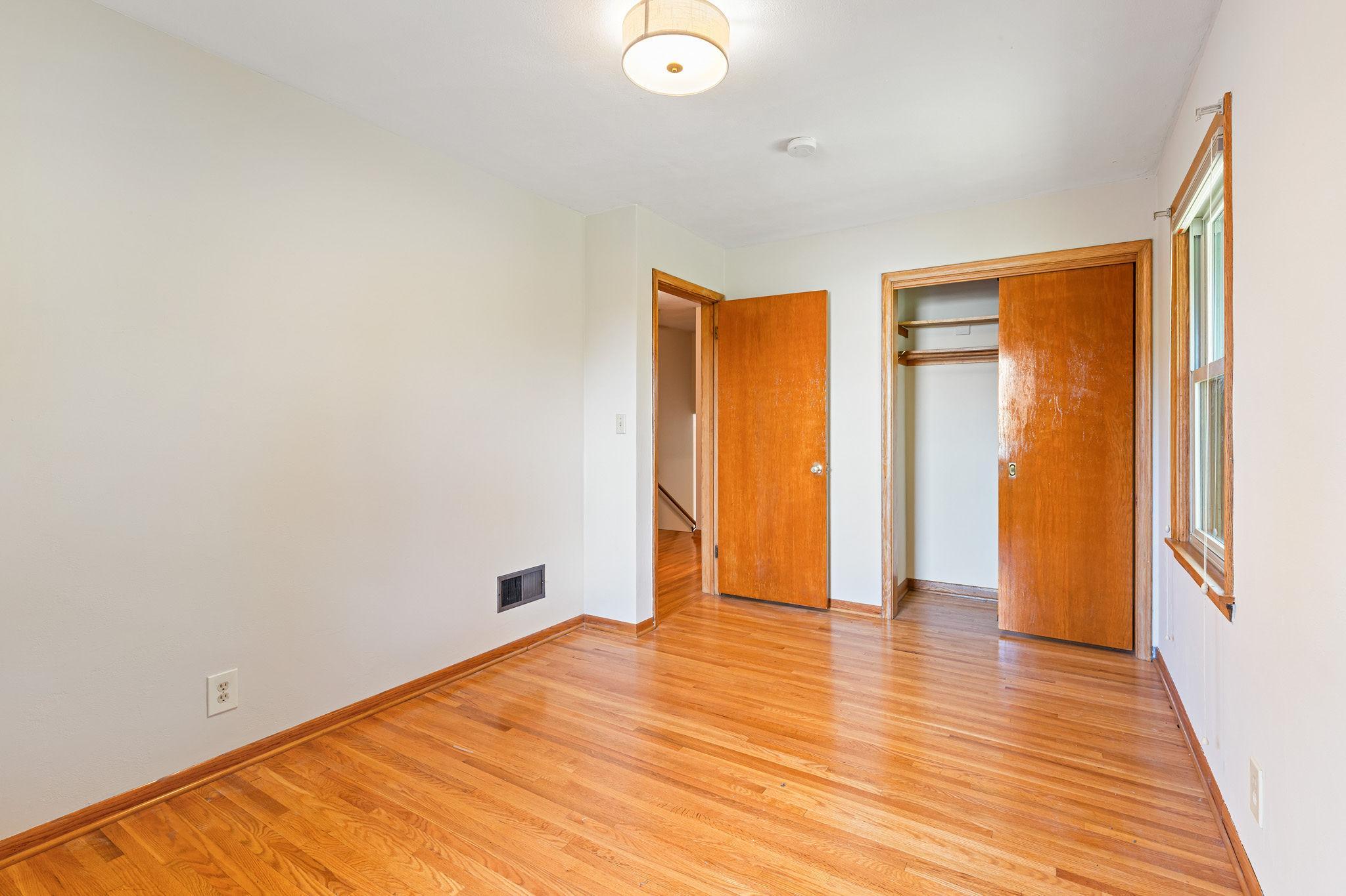 Good closet space and natural wood