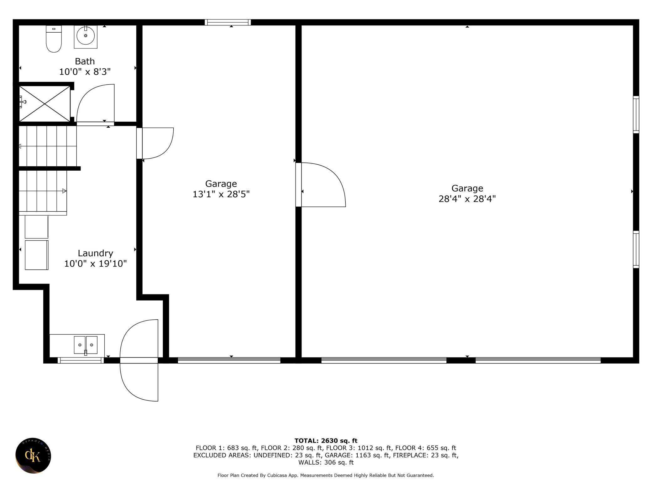 Layout of the laundry and garages