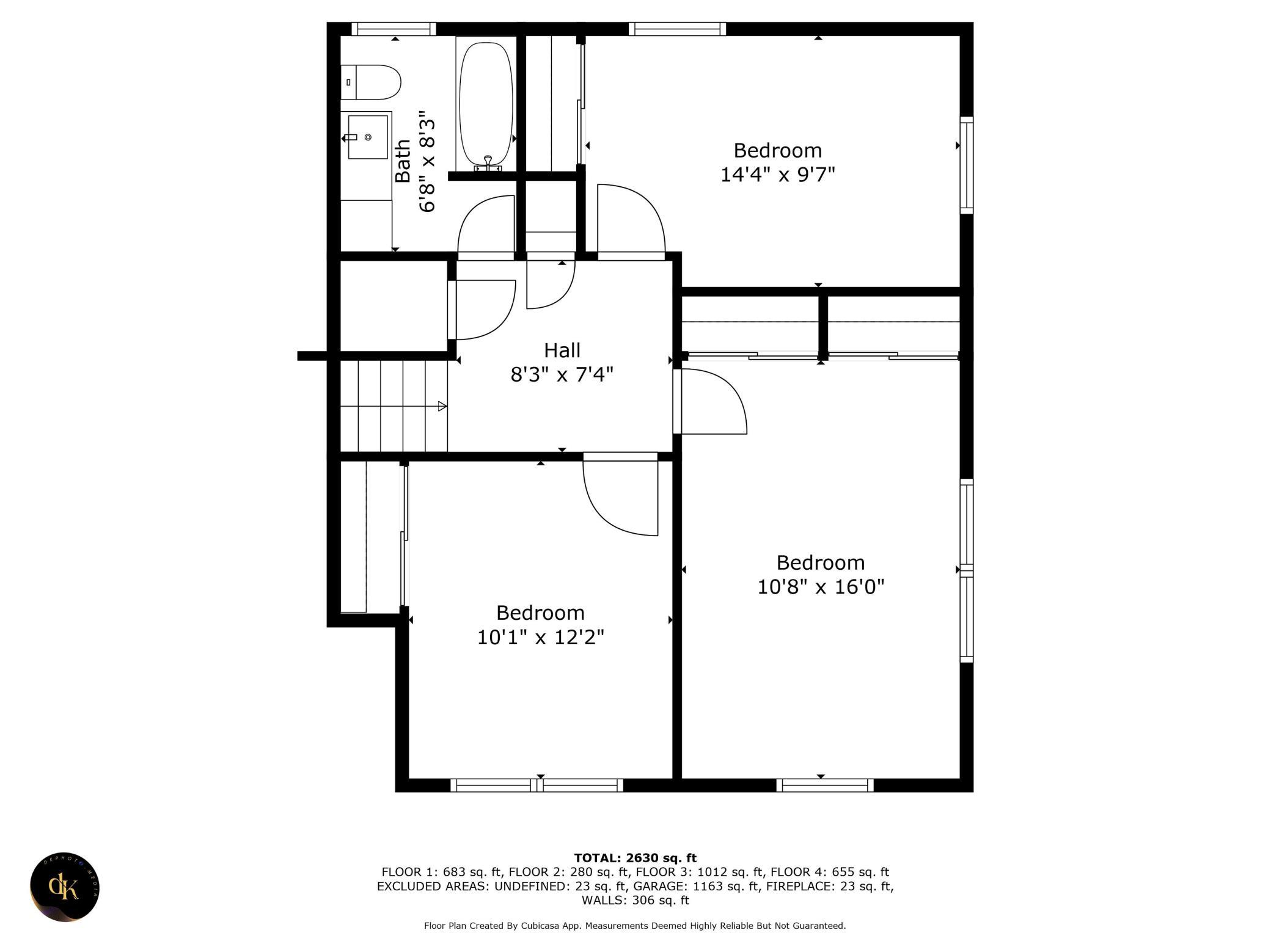 3 bedrooms and bath on upper level