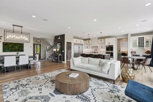 The thoughtful layout effortlessly blends formal and informal spaces.