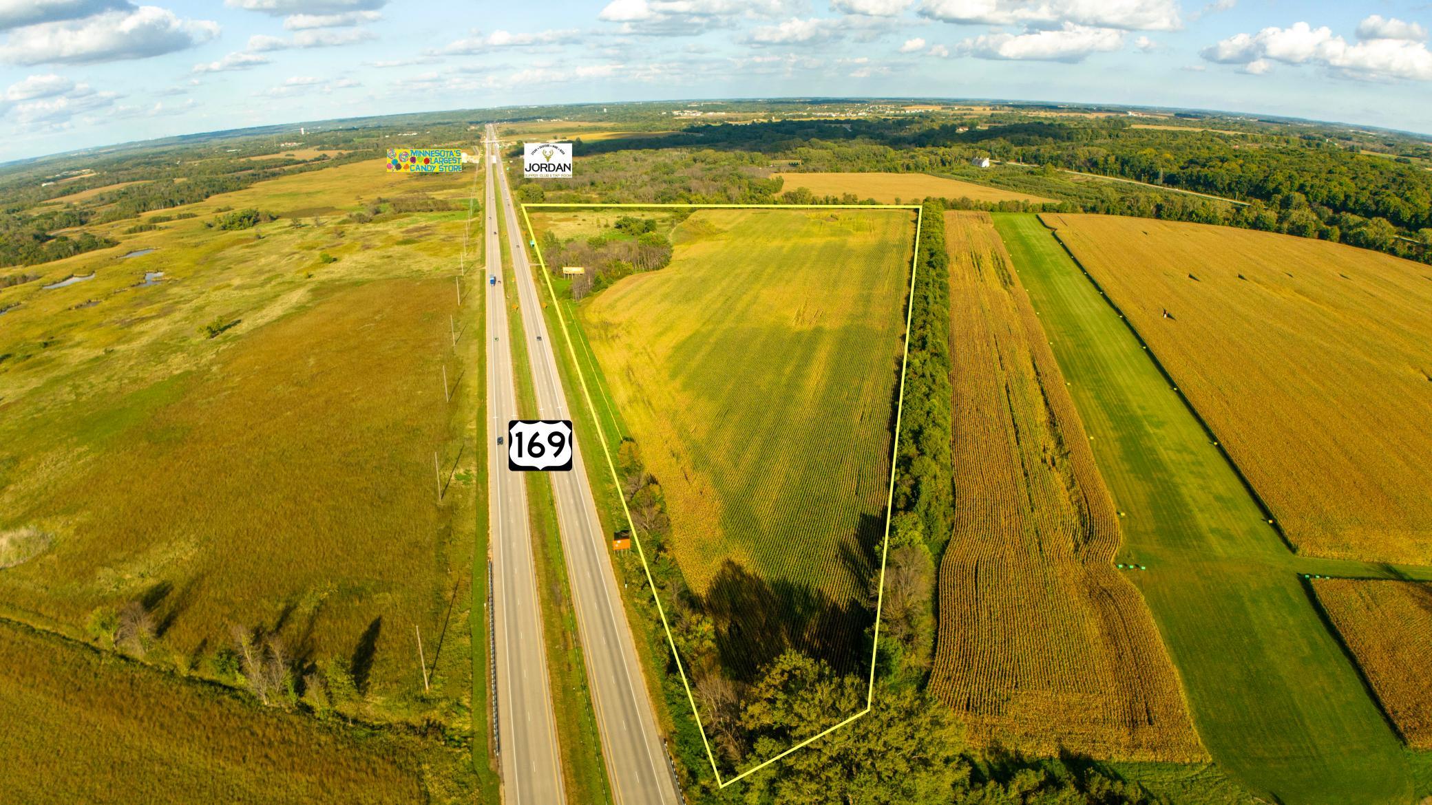 46+ acres south of Jordan on the Northbound land of Hwy 169.