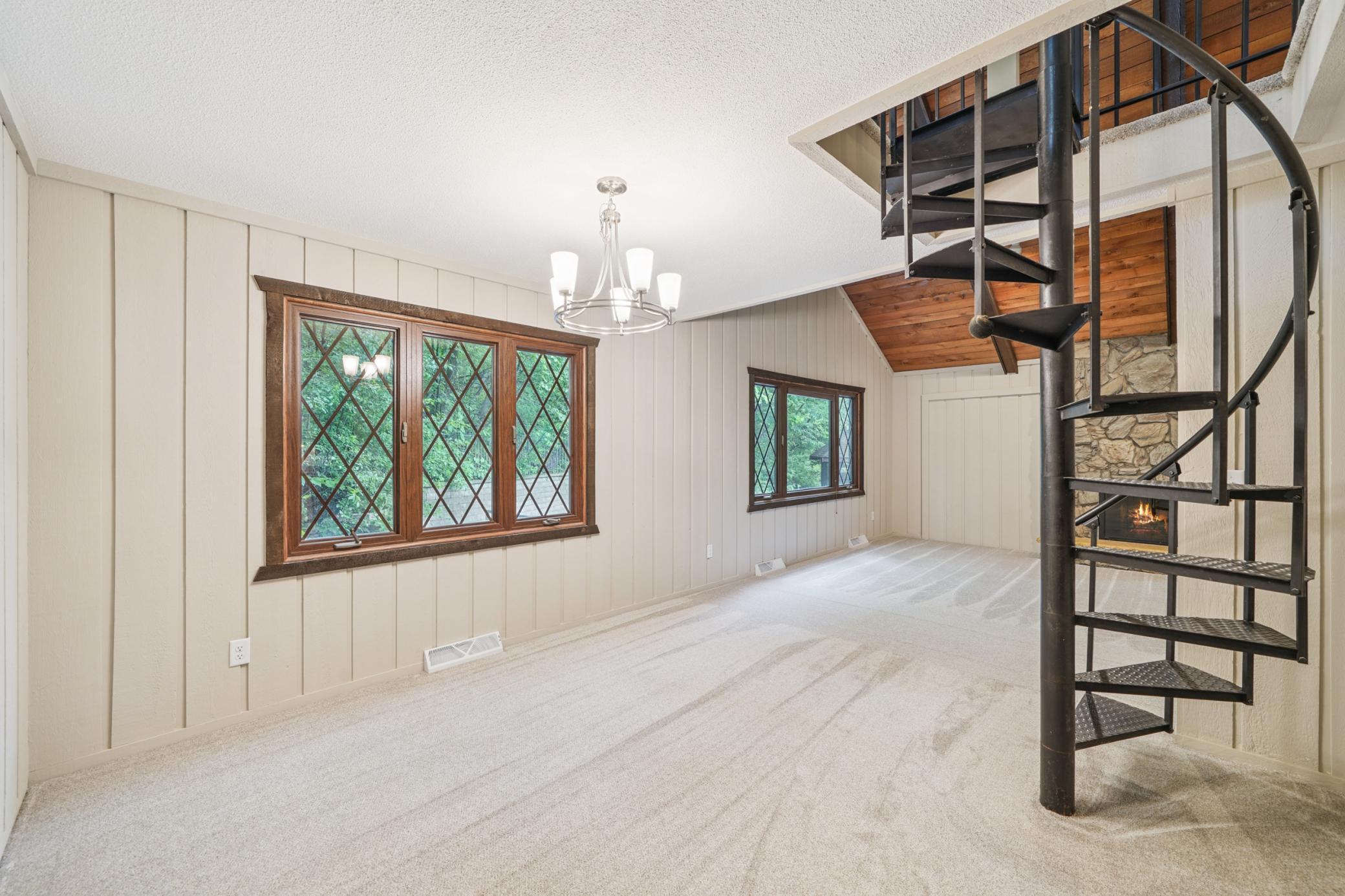 Dining room off kitchen and flows into upper level living room