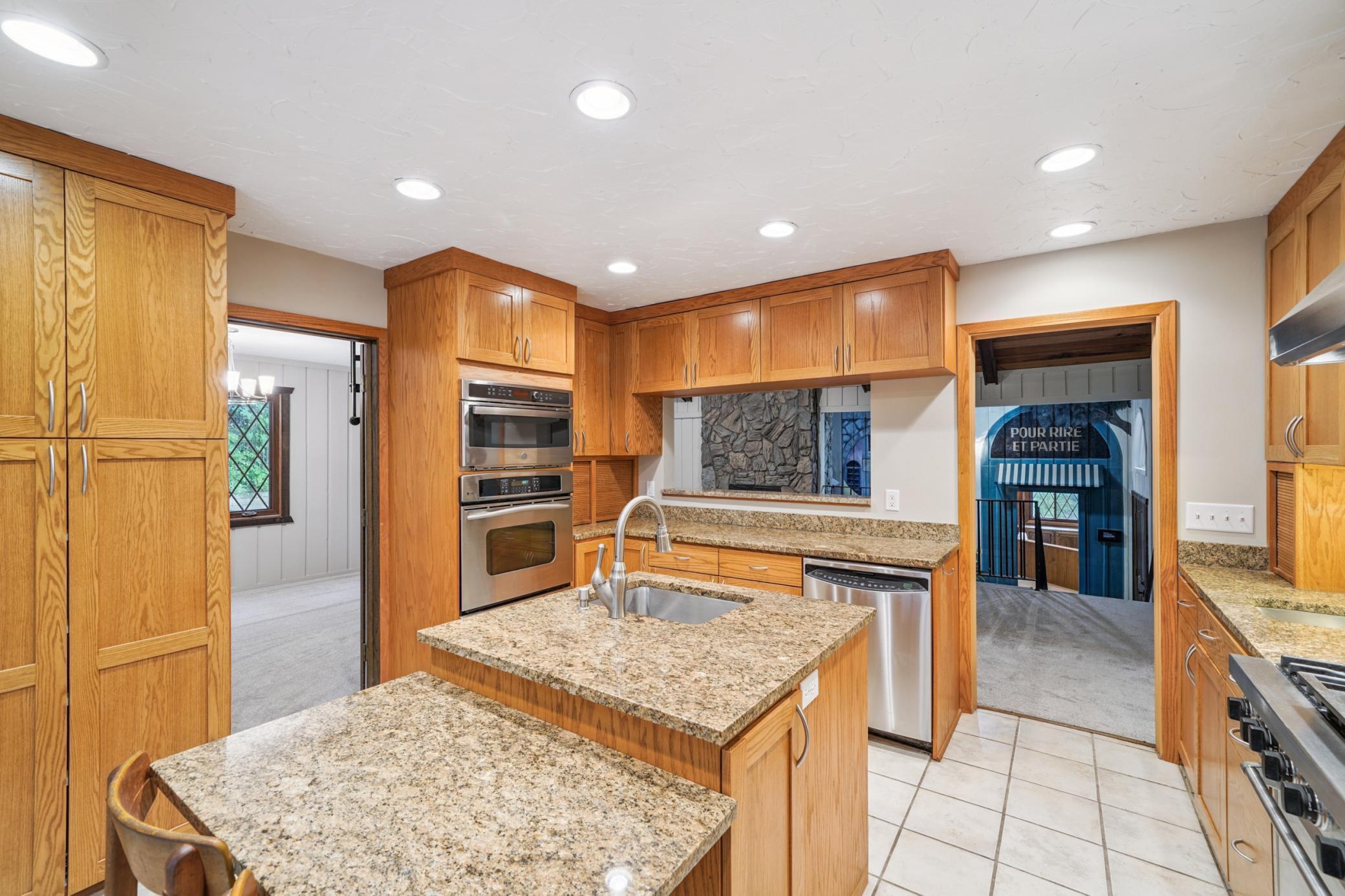 Large kitchen space and updated appliances.