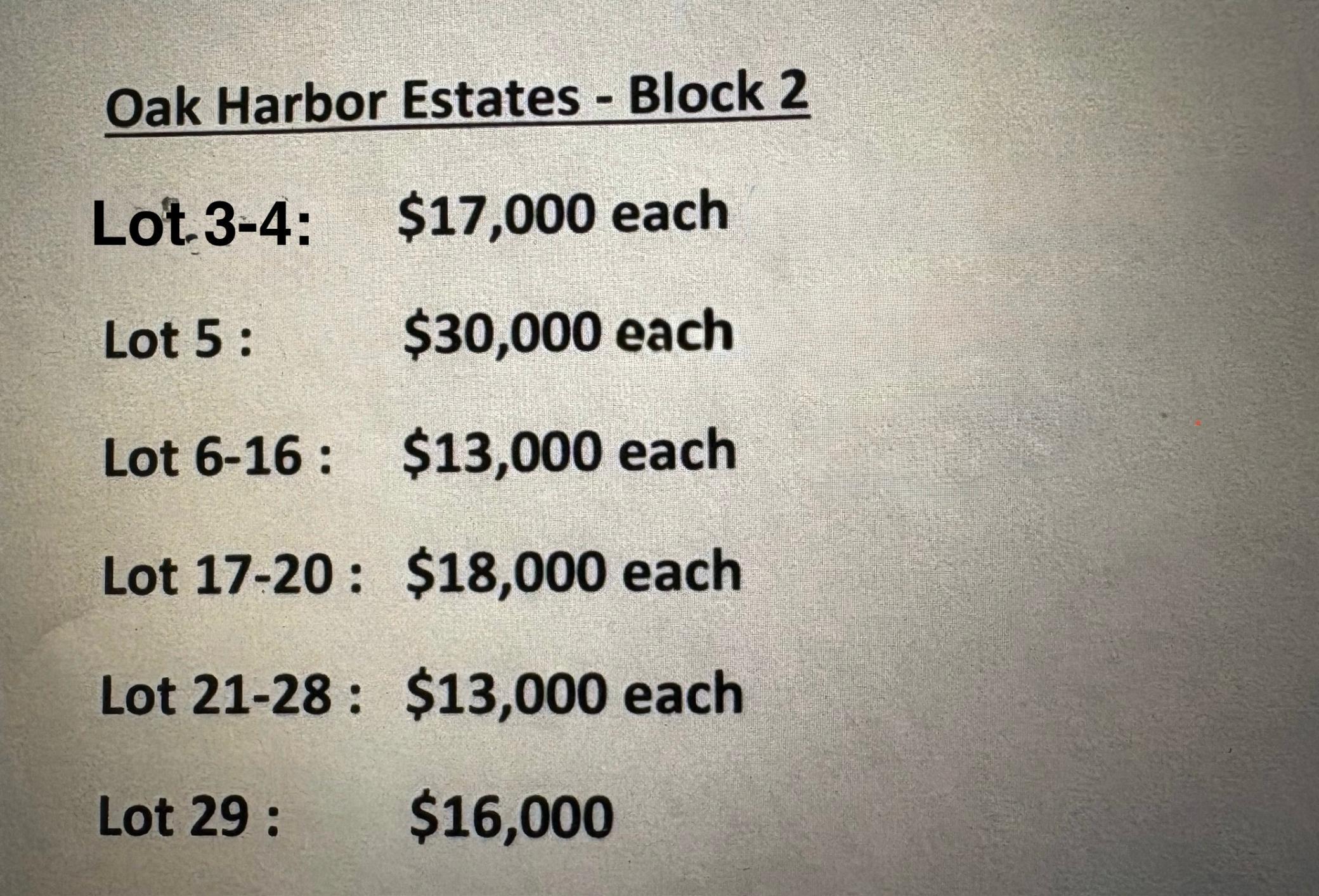 Pricing sheet