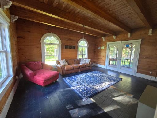 Living room with patio doors to back porch