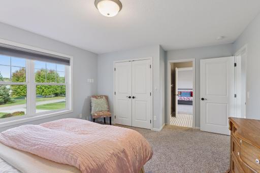 The view through the jack-n-jill bathroom to the 3rd upper level bedroom.