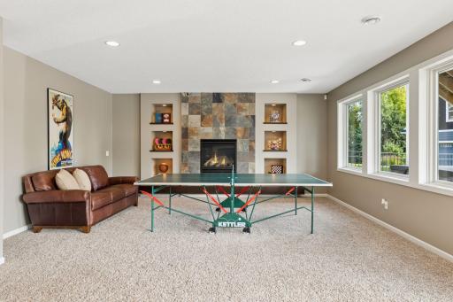 The game room provides hours of entertaining fun in this light-filled lower level.