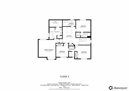 Upper Level Floor Plan 3887 Paradise Cove N.