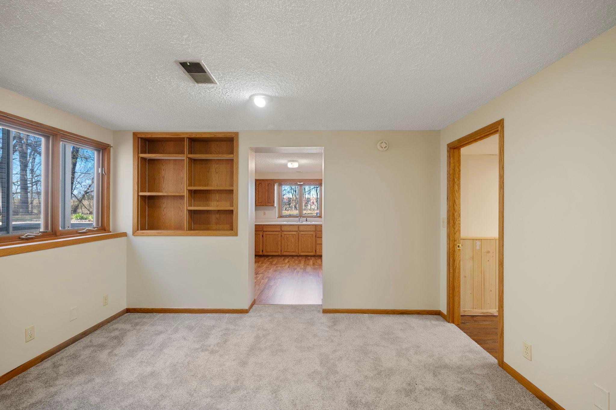 living room area in lower level off the kitchen