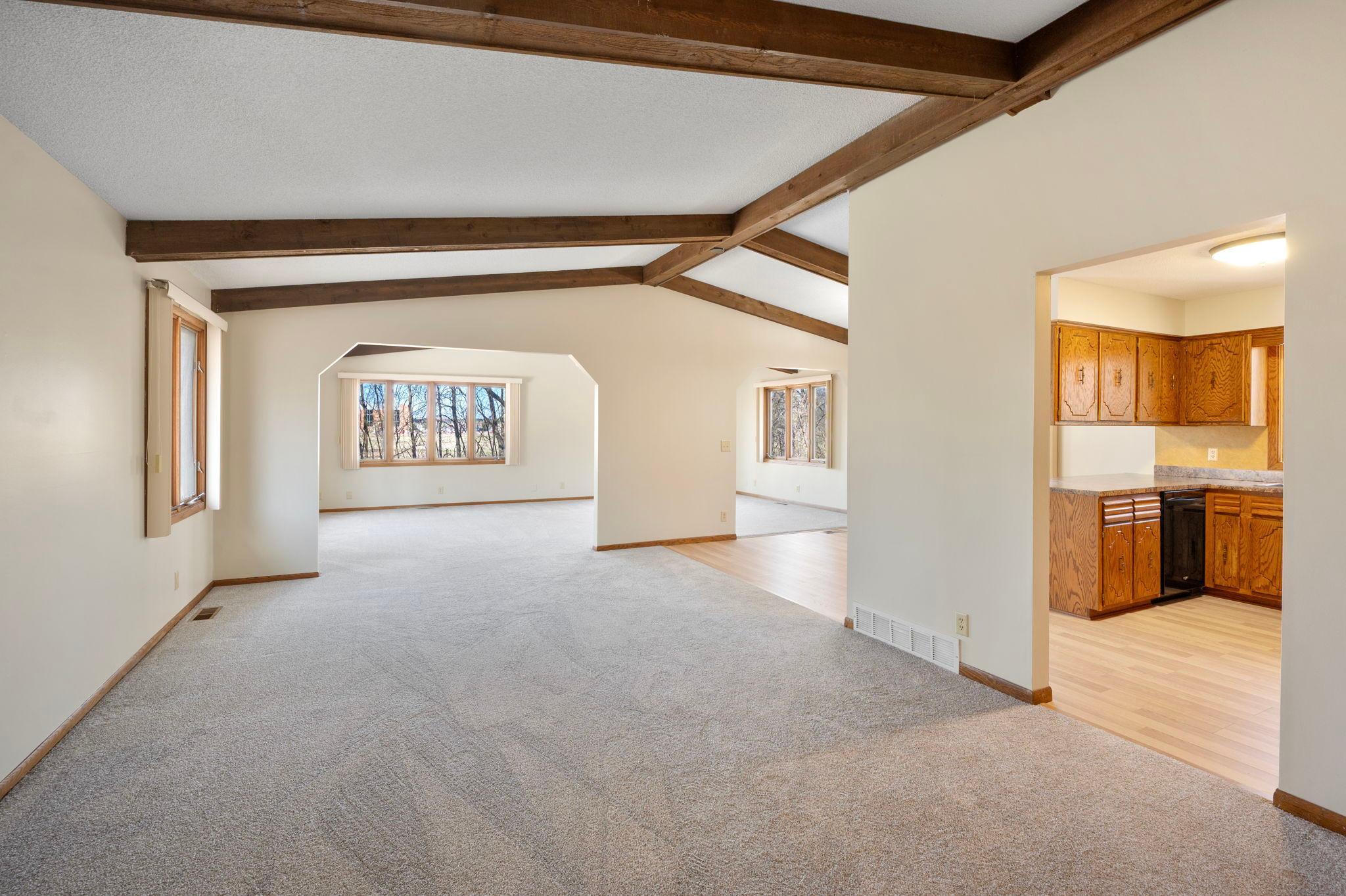 Vaulted living room/ informal dining area
