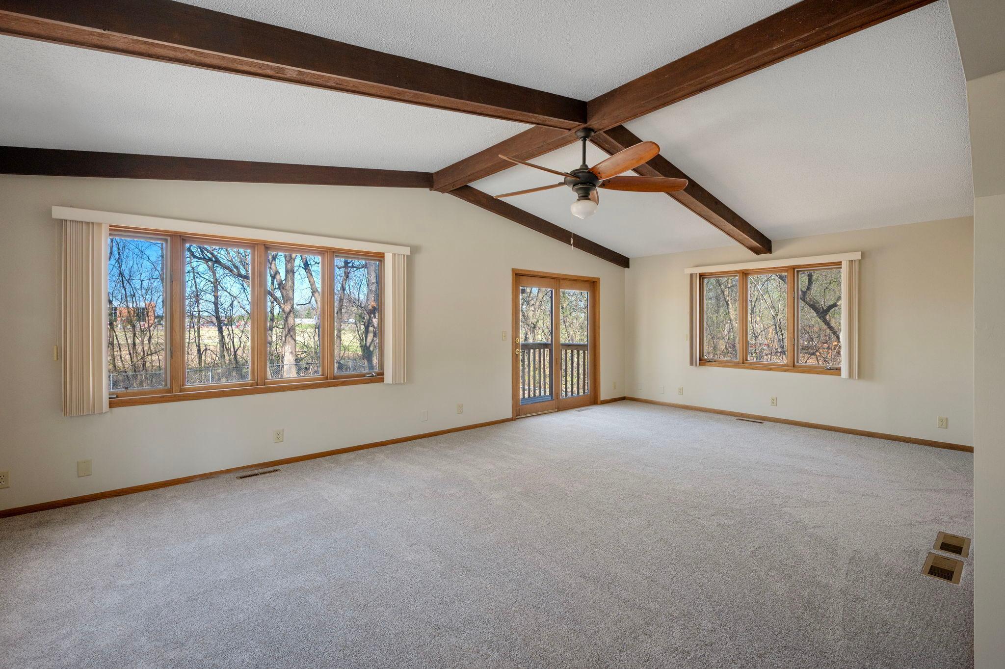 Vaulted great room on upper level